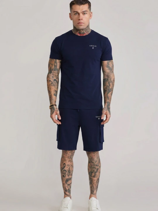 Zdjęcie produktu SikSilk Męski Granatowy T-Shirt i Spodenki Zestaw