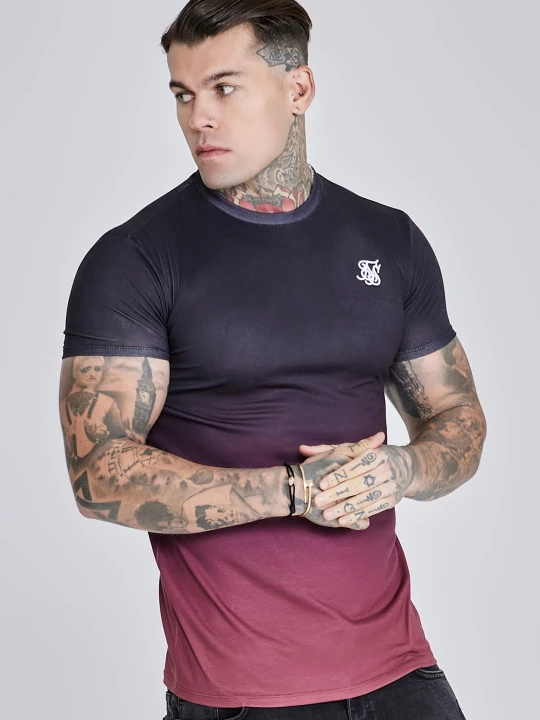 Zdjęcie produktu SikSilk Męski Niebieski i Różowy T-Shirt Fade czarny
