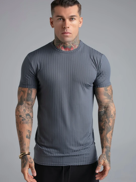 Zdjęcie produktu SikSilk Męski Niebieski Muscle Fit T-Shirt
