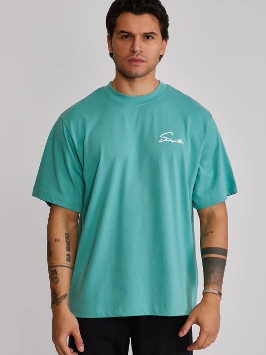 Zdjęcie produktu SikSilk Męski Niebieski Script T-shirt