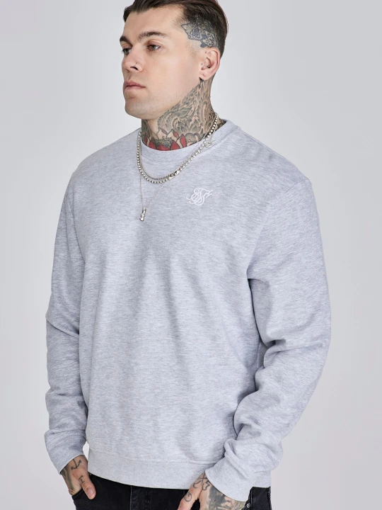 Zdjęcie produktu SikSilk Męski Sweter Essentials w Kolorze Szarym Melanżowym