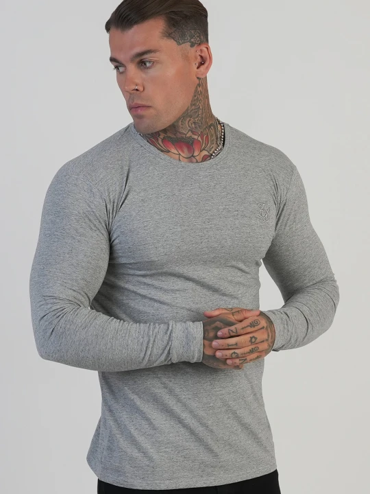 Zdjęcie produktu SikSilk Męski Szary LS Marmurkowy T-Shirt