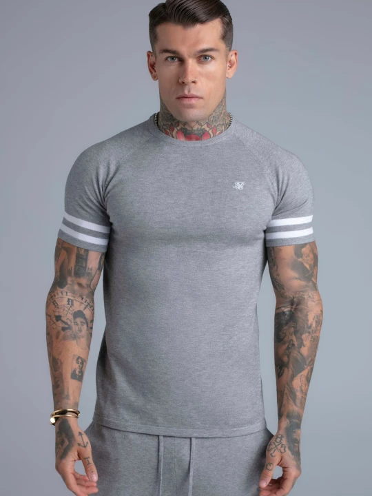 Zdjęcie produktu SikSilk Męski Szary Marl Dziany T-Shirt