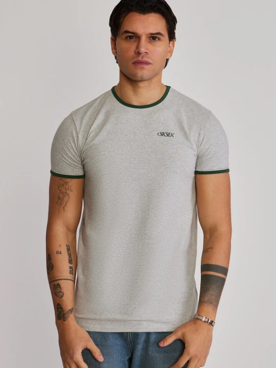 Zdjęcie produktu SikSilk Męski Szary Marl Ringer T-Shirt