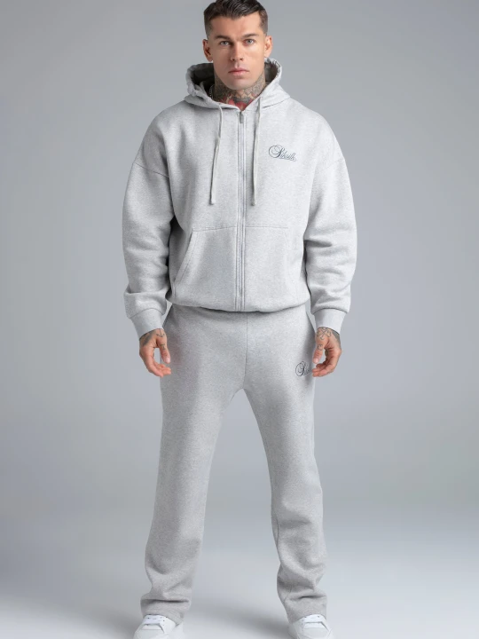 Zdjęcie produktu SikSilk Męski Szary Marmurkowy Bluza z Kapturem i Spodnie Joggingowe Zestaw