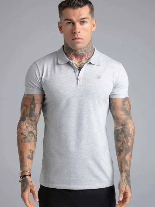 Zdjęcie produktu SikSilk Męski Szary Melange Polo T-Shirt