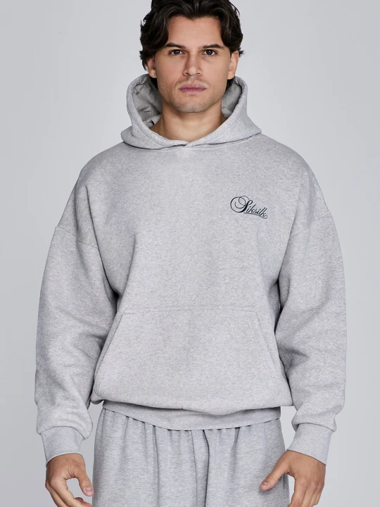 Zdjęcie produktu SikSilk Męski Szary Melanz Essentials Bluza z Kapturem