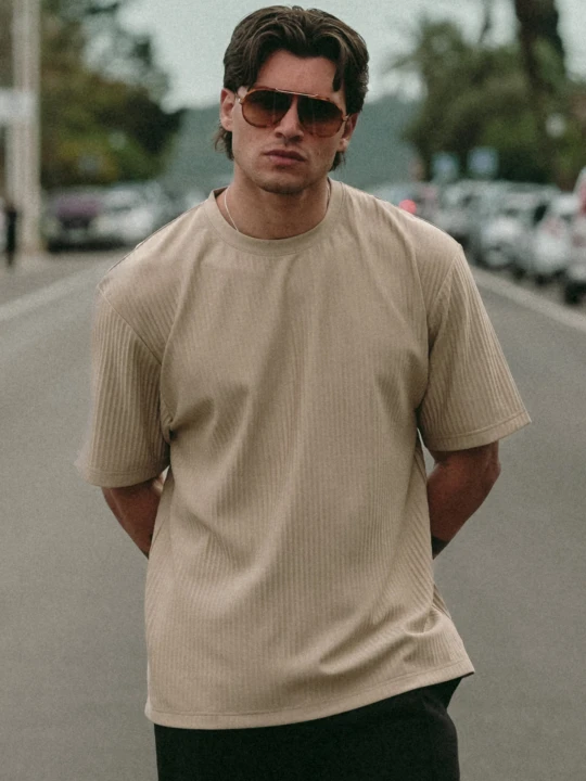 Zdjęcie produktu SikSilk Męski Szary Plisowany T-Shirt