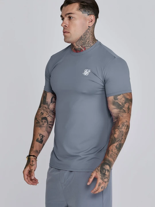 Zdjęcie produktu SikSilk Męski Szary T-Shirt Dopasowany Muscle Fit