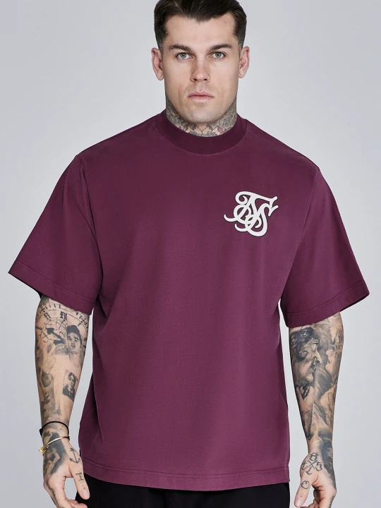 Zdjęcie produktu SikSilk Męski T-shirt z Logo w Kolorze Bordowym