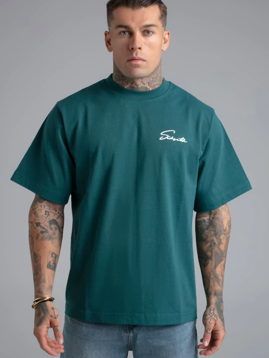 Zdjęcie produktu SikSilk Męski Zielony Script T-Shirt