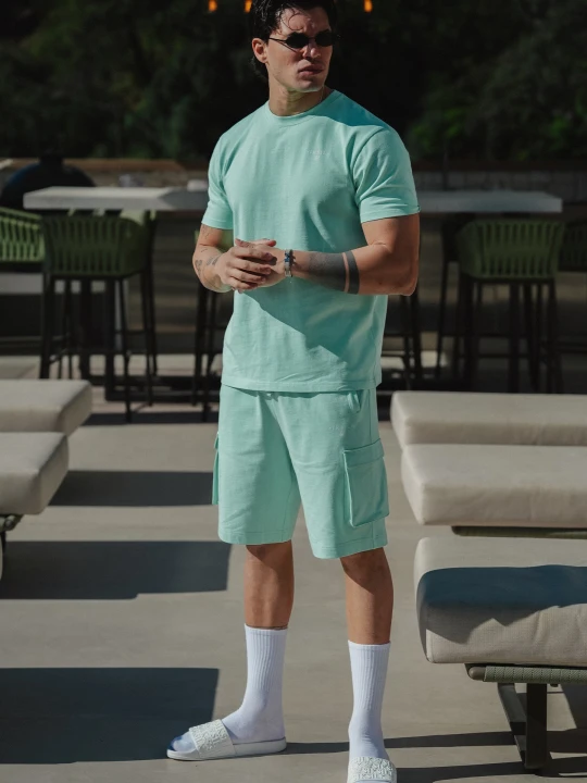 Zdjęcie produktu SikSilk Męski Zielony T-Shirt i Szorty Zestaw