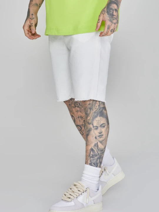 Zdjęcie produktu SikSilk Męskie Białe Szorty Jeansowe