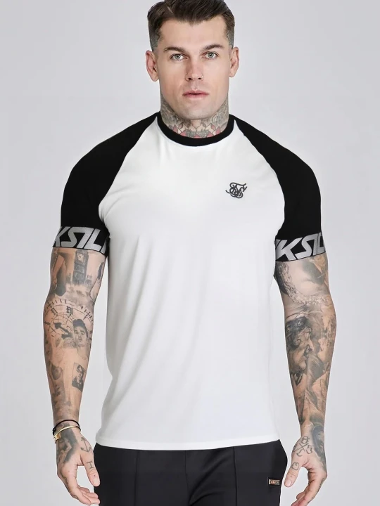 Zdjęcie produktu SikSilk Męskie Biały, Czarny Raglan Tech T-Shirt