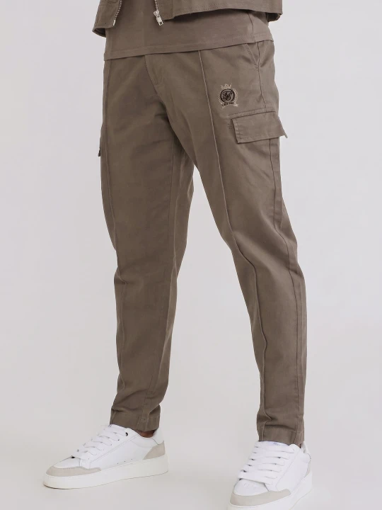 Zdjęcie produktu SikSilk Męskie Brązowe Spodnie Chino z Plisami