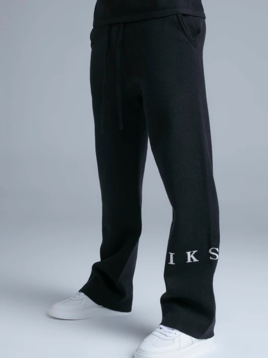 Zdjęcie produktu SikSilk Męskie Czarne Dziane Spodnie Treningowe