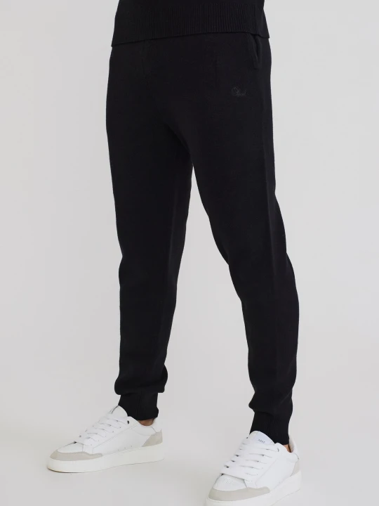 Zdjęcie produktu SikSilk Męskie Czarne Dzianinowe Spodnie Dresowe