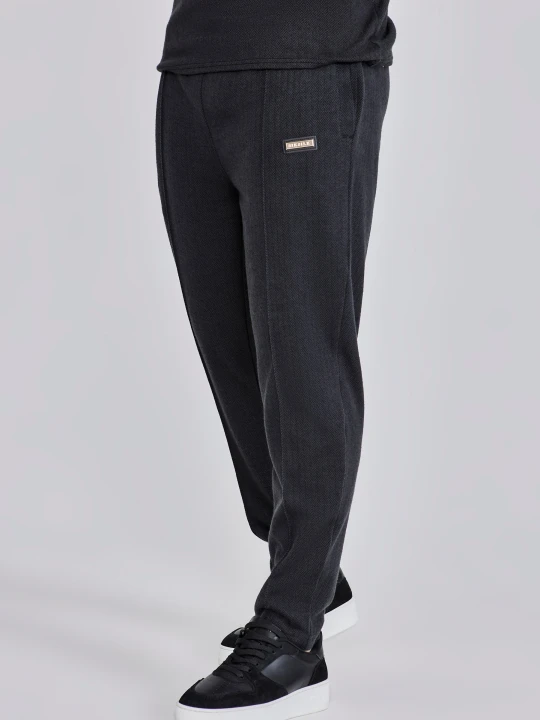 Zdjęcie produktu SikSilk Męskie Czarne Eleganckie Spodnie Dresowe