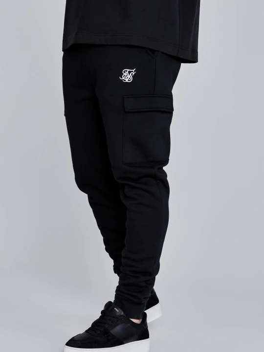 Zdjęcie produktu SikSilk Męskie Czarne Essentials Spodnie Cargo Joggers