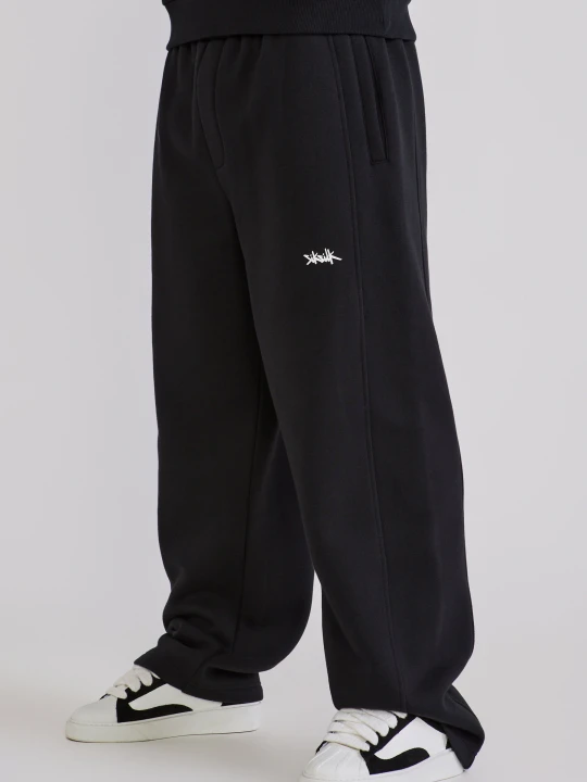 Zdjęcie produktu SikSilk Męskie Czarne Essentials Spodnie Joggersy Szeroka Nogawka