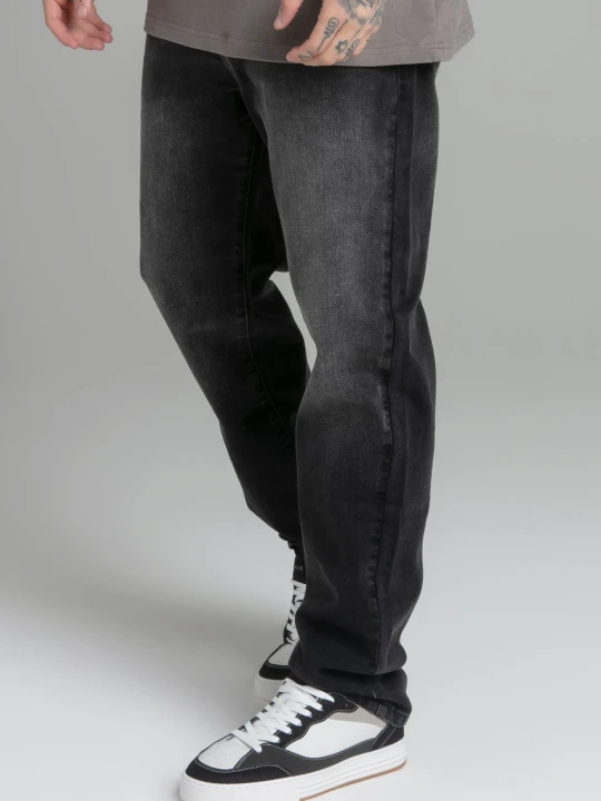 Zdjęcie produktu SikSilk Męskie Czarne Luźne Dżinsy