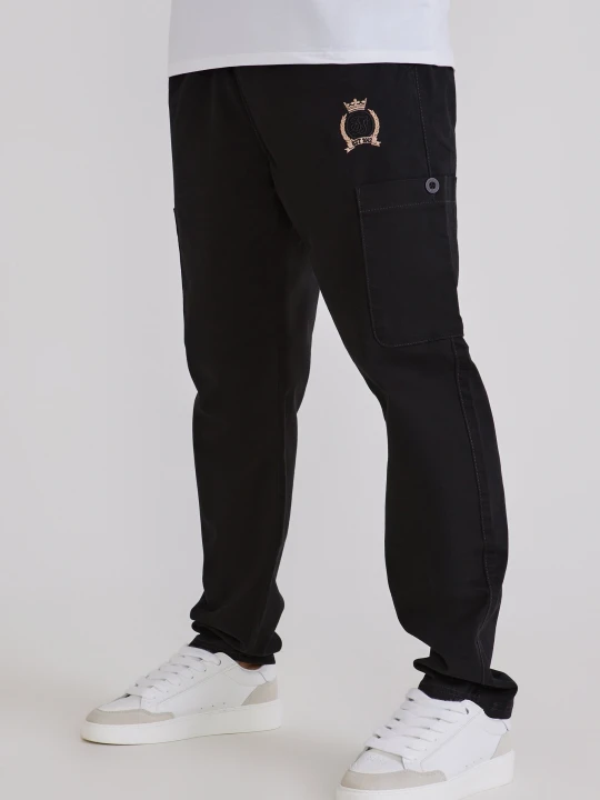 Zdjęcie produktu SikSilk Męskie Czarne Luźne Fit Spodnie Cargo