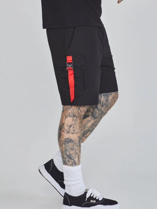 Zdjęcie produktu SikSilk Męskie Czarne Spodenki Cargo Flight
