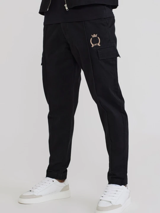 Zdjęcie produktu SikSilk Męskie Czarne Spodnie Chino z Plisami