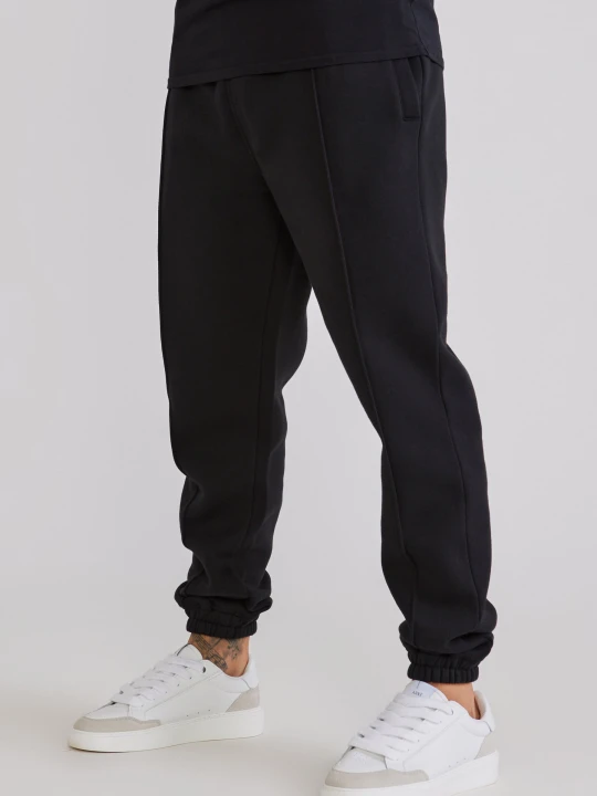Zdjęcie produktu SikSilk Męskie Czarne Spodnie Joggers z Zakładkami