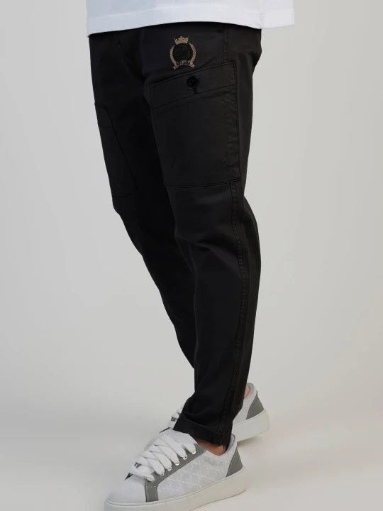 Zdjęcie produktu SikSilk Męskie Czarne Stylowe Spodnie Cargo