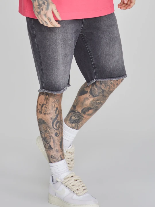 Zdjęcie produktu SikSilk Męskie Czarne Szorty Jeansowe