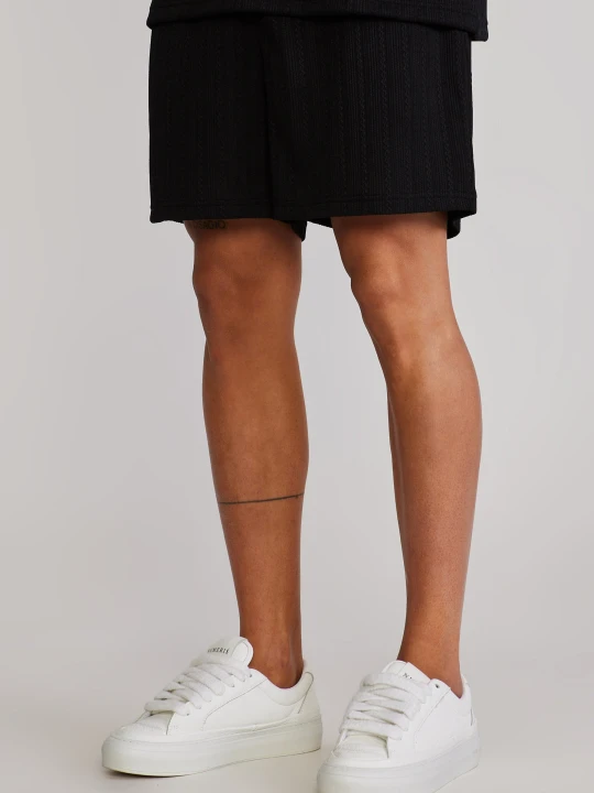 Zdjęcie produktu SikSilk Męskie Czarne Teksturowane Spodenki