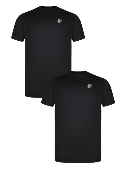 Zdjęcie produktu SikSilk Męskie Czarne Zestaw 2 Muscle Fit T-shirty
