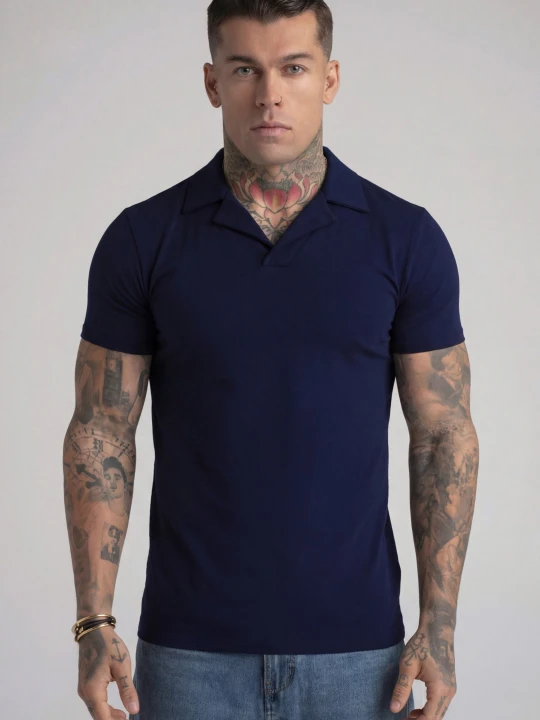 Zdjęcie produktu SikSilk Męskie Granatowe Revere Polo