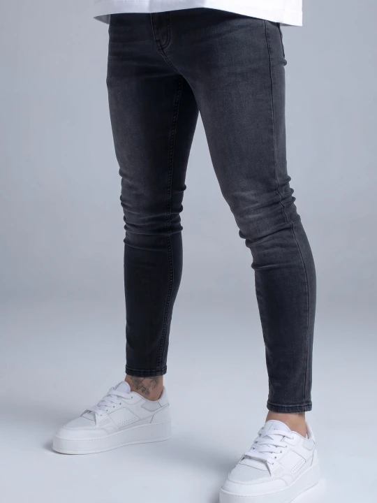 Zdjęcie produktu SikSilk Męskie Prane Ciemnoszare Jeansy Skinny szary