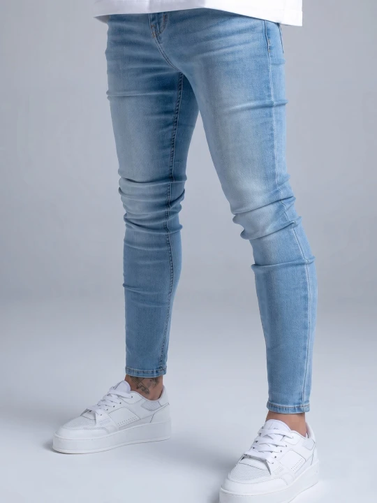 Zdjęcie produktu SikSilk Męskie Prane Niebieskie Jeansy Skinny