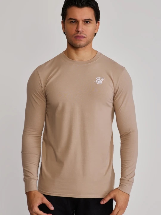 Zdjęcie produktu SikSilk Męskie Stone Essentials LS T-shirt beżowy