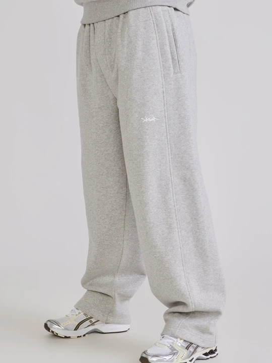 Zdjęcie produktu SikSilk Męskie Szare Melanżowe Podstawowe Spodnie Joggersy o Szerzonej Nogawce