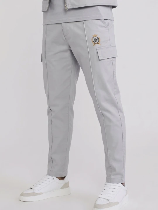 Zdjęcie produktu SikSilk Męskie Szare Spodnie Chino z Plisami