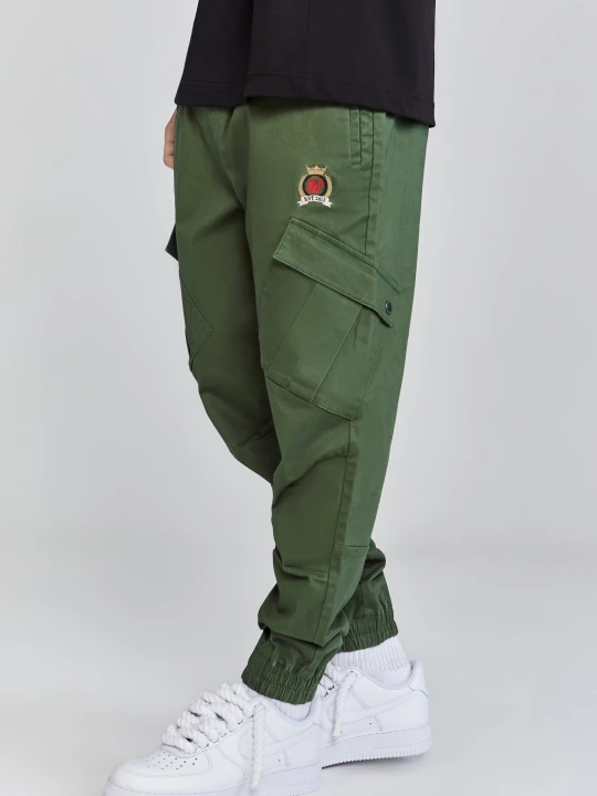 Zdjęcie produktu SikSilk Męskie Zielone Khaki Spodnie Cargo