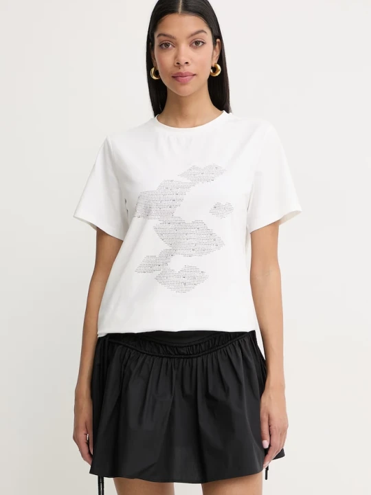 Zdjęcie produktu Silvian Heach t-shirt damski bawełniany z elastanem MUNDERA beżowy