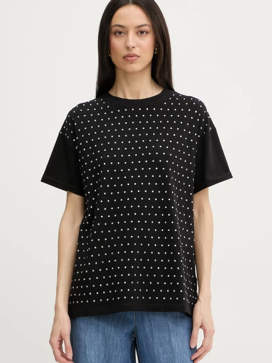 Zdjęcie produktu Silvian Heach t-shirt damski bawełniany z elastanem SEDIBANA czarny