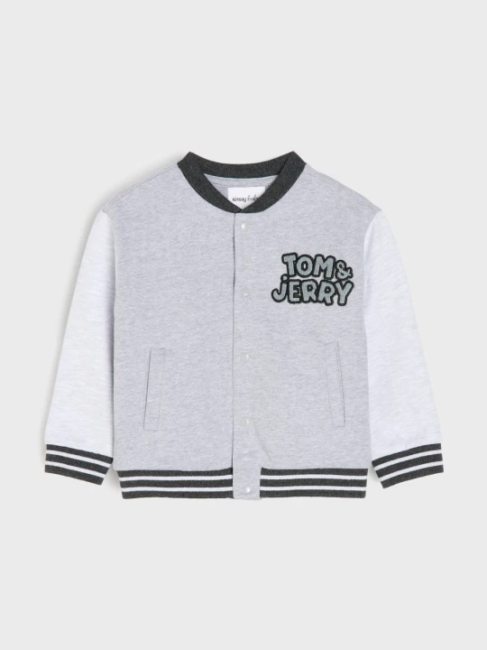 Zdjęcie produktu Sinsay - Bawełniana bluza bejsbolówka z nadrukiem Tom and Jerry - szary