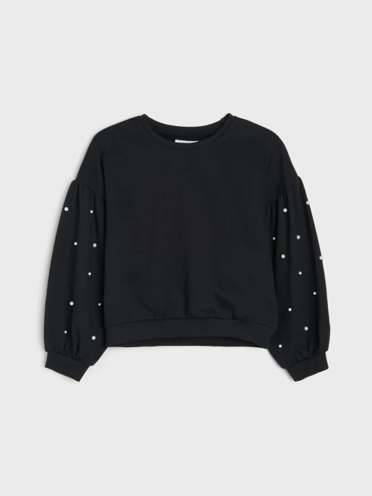 Zdjęcie produktu Sinsay - Bawełniana bluza crewneck - czarny