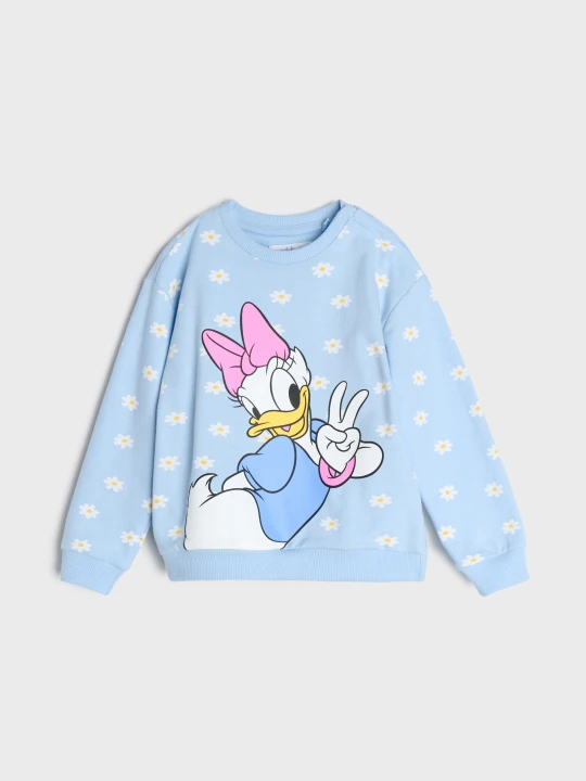 Zdjęcie produktu Sinsay - Bawełniana bluza crewneck z nadrukiem Daisy - błękitny