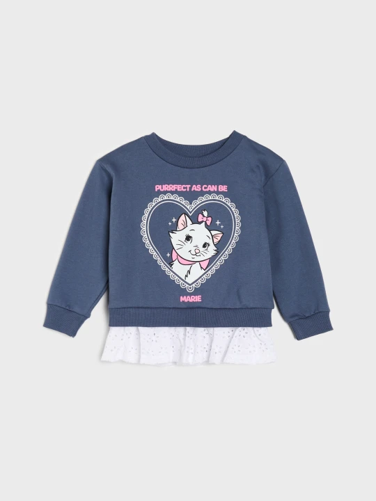 Zdjęcie produktu Sinsay - Bawełniana bluza crewneck z ozdobną falbanką Marie - mid blue
