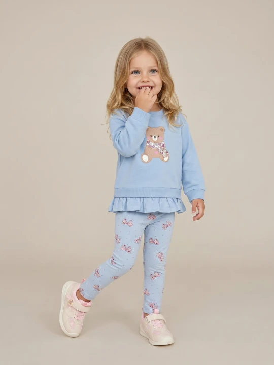 Zdjęcie produktu Sinsay - Bawełniana bluza crewneck z ozdobną falbanką z dzianiny fleece - niebieski