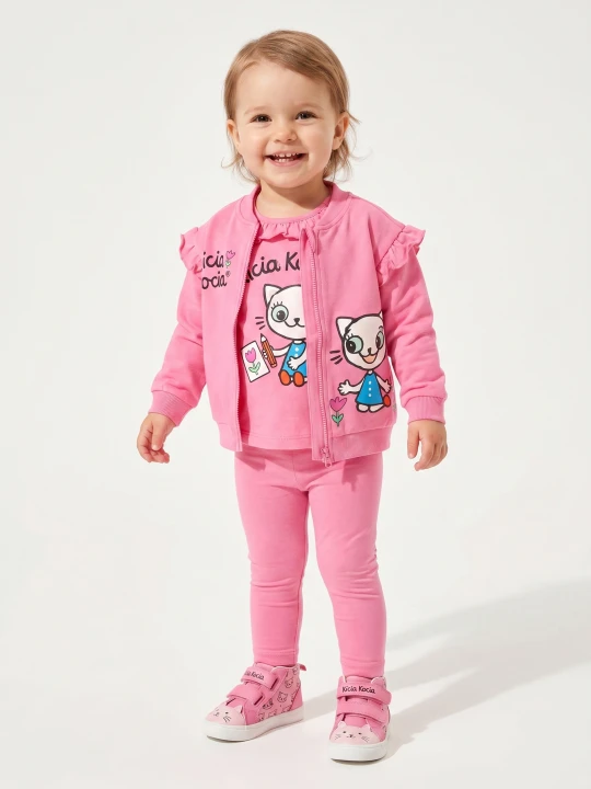 Zdjęcie produktu Sinsay - Bawełniana bluza z falbanami zapinana na zamek Kitty Kotty - różowy