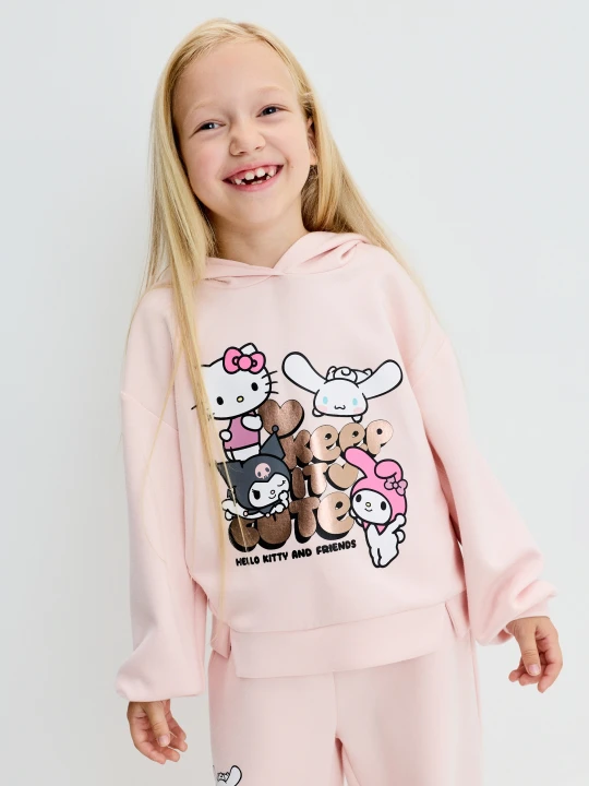 Zdjęcie produktu Sinsay - Bawełniana bluza z kapturem Hello Kitty and Friends - różowy