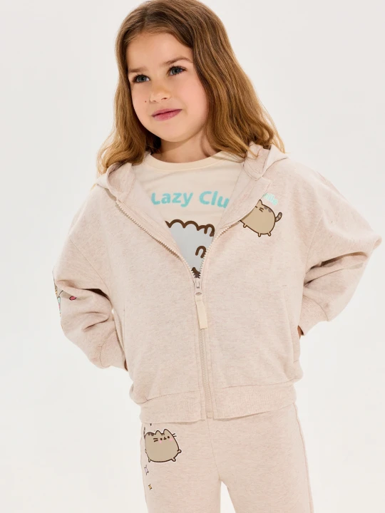 Zdjęcie produktu Sinsay - Bawełniana bluza z kapturem Pusheen the Cat - kremowy